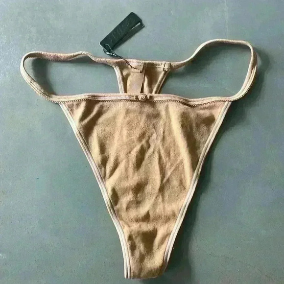 Skims NWT Women's Ochre Logo Pointielle T-String Thong Size XL - Picture 2 of 8